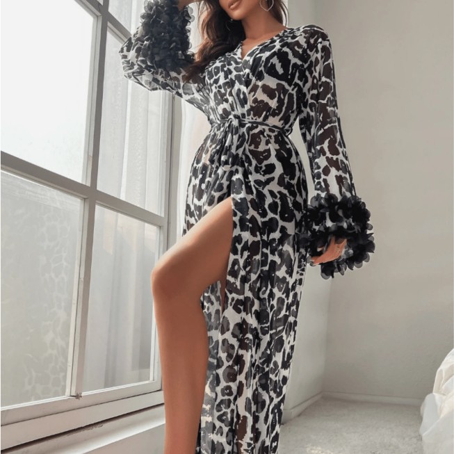 Wholesale Women Leopard Print  - Kimono Sheer Floral review and price