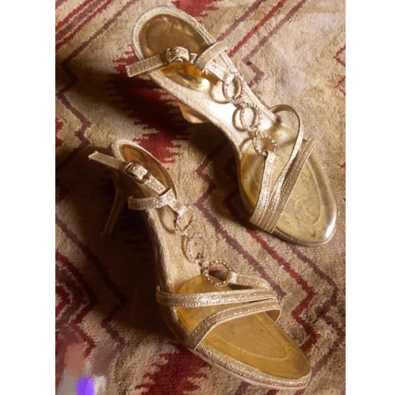 Gold Strappy Rhinestone Slingb - Sandal Strappy Heeled review and price